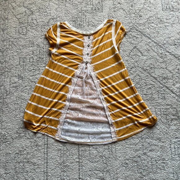 Jolt Size Medium Yellow and White Striped Shirt - Picture 4 of 5